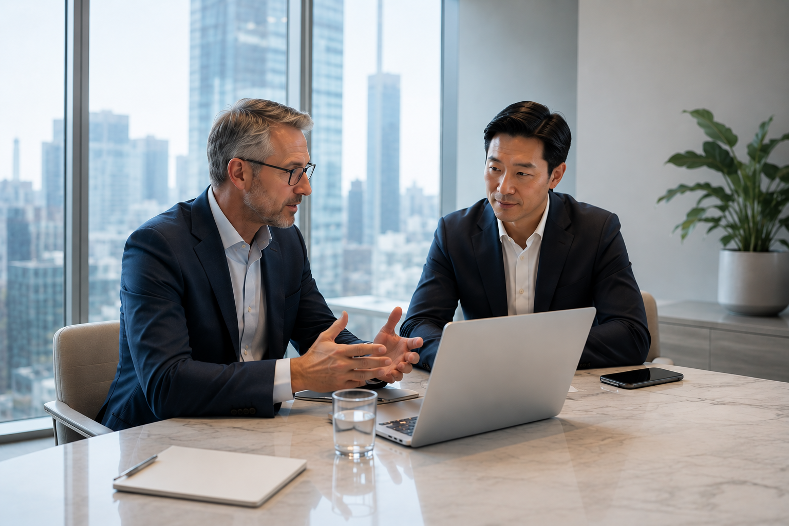 Product owners and investors discussing end-to-end web solution delivery