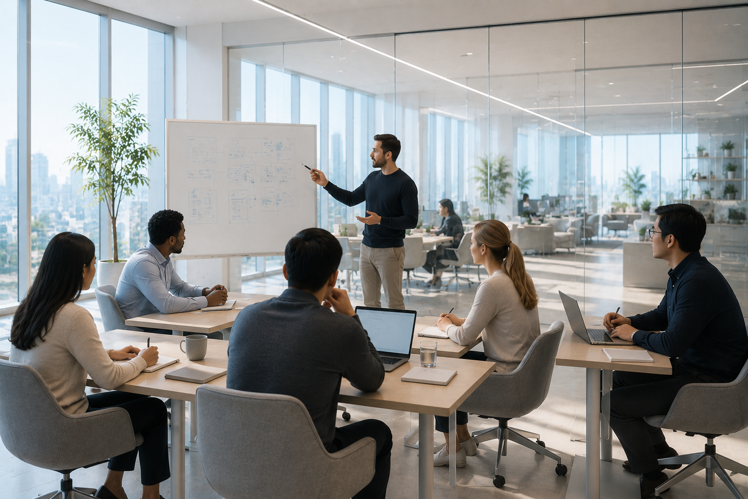 Technology consultant training an SME startup team to improve technical skills