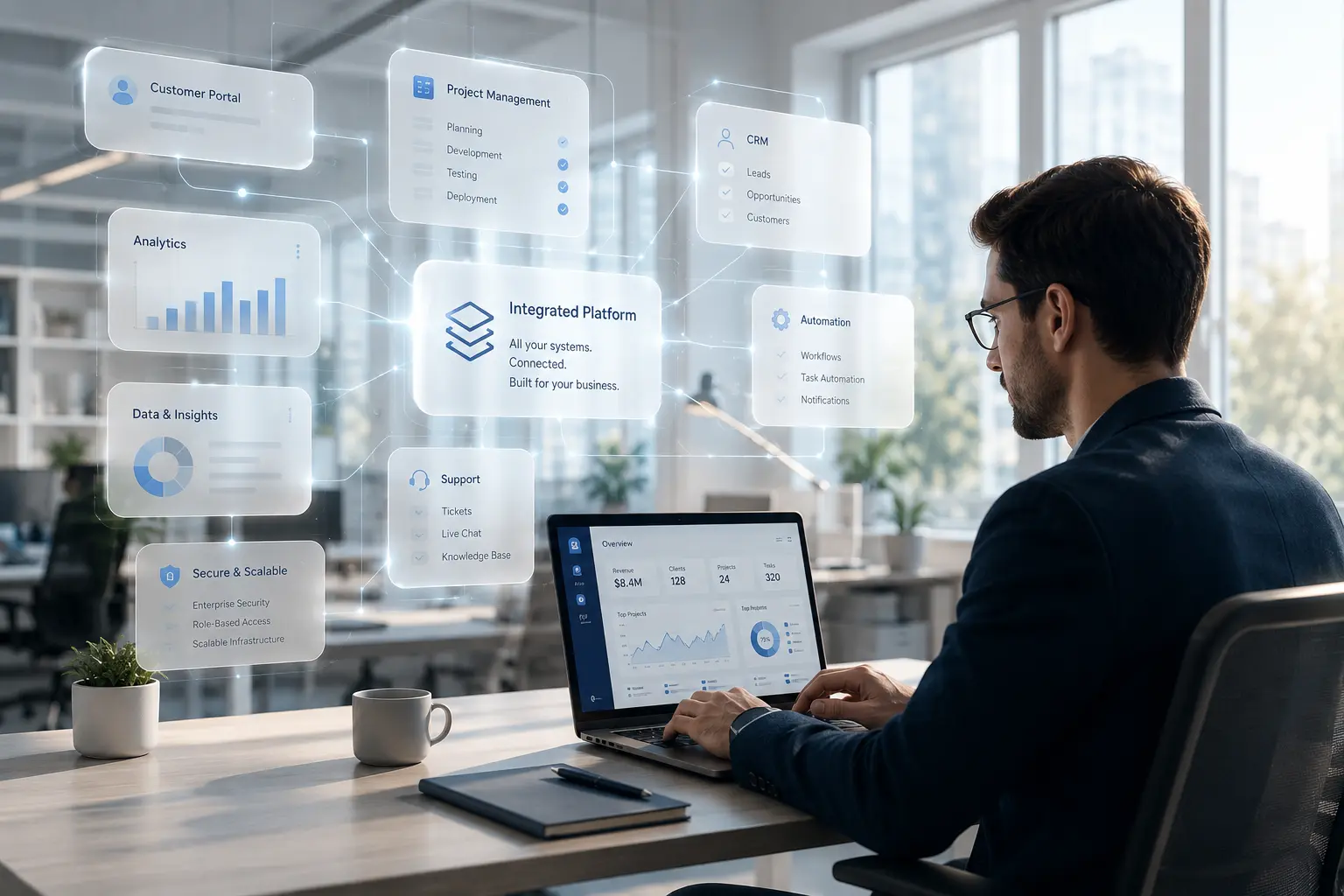 SME professional using software to improve operational efficiency